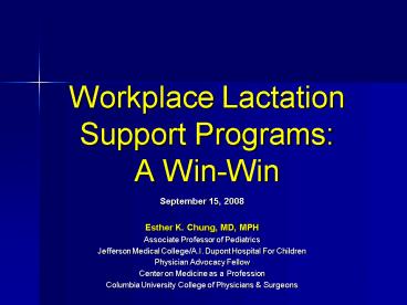 Workplace Lactation Support Programs: A WinWin