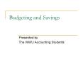 Budgeting and Savings PowerPoint PPT Presentation