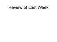 Review of Last Week