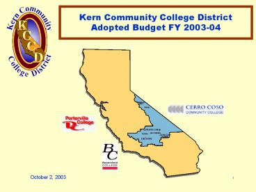 Kern Community College District Adopted Budget FY 200304