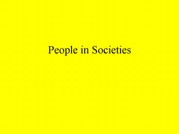 People in Societies