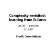 Complexity revisited: learning from failures PowerPoint PPT Presentation