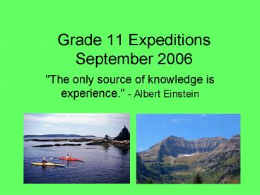 Grade 11 Expeditions September 2006