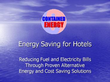 Energy Saving for Hotels