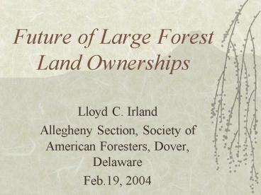Future of Large Forest Land Ownerships