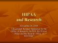 HIPAA and Research PowerPoint PPT Presentation