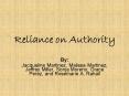 Reliance on Authority PowerPoint PPT Presentation