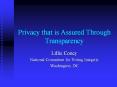 Privacy that is Assured Through Transparency PowerPoint PPT Presentation
