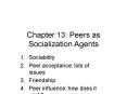 Chapter 13: Peers as Socialization Agents PowerPoint PPT Presentation