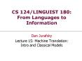 CS 124LINGUIST 180: From Languages to Information PowerPoint PPT Presentation