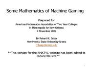 Some Mathematics of Machine Gaming