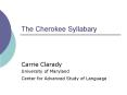 The Cherokee Syllabary PowerPoint PPT Presentation