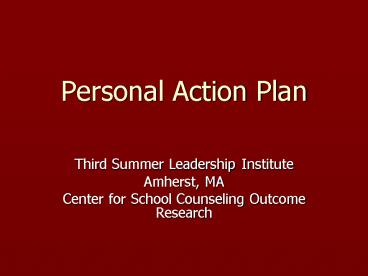 Personal Action Plan