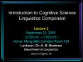 Introduction to Cognitive Science Linguistics Component PowerPoint PPT Presentation