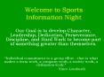 Welcome to Sports Information Night PowerPoint PPT Presentation
