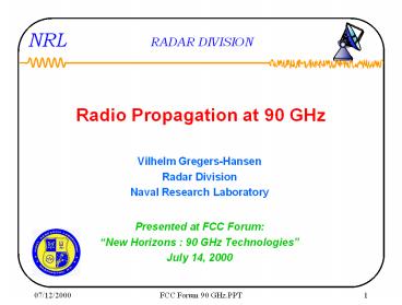 Radio Propagation at 90 GHz