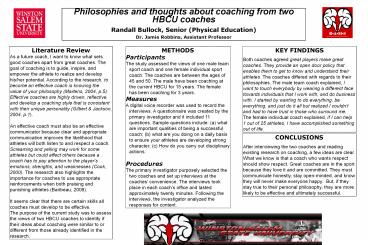 Philosophies and thoughts about coaching from two HBCU coaches