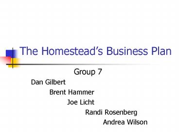 The Homesteads Business Plan