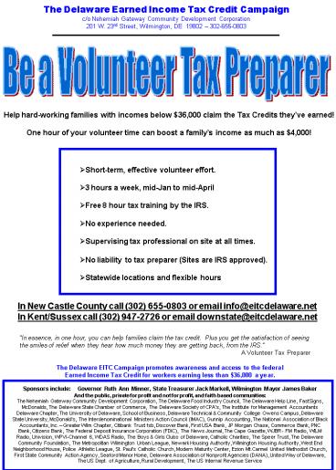 Be a Volunteer Tax Preparer