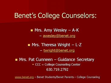 Benets College Counselors: