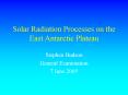 Solar Radiation Processes on the East Antarctic Plateau PowerPoint PPT Presentation