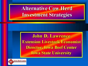 Alternative Cow Herd Investment Strategies