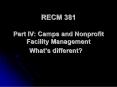 RECM 381 Part IV: Camps and Nonprofit Facility Management Whats different PowerPoint PPT Presentation