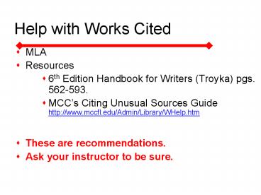 Help with Works Cited