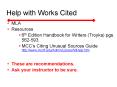 Help with Works Cited PowerPoint PPT Presentation