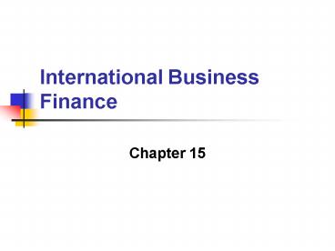 International Business Finance