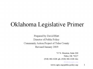 Oklahoma Legislative Primer