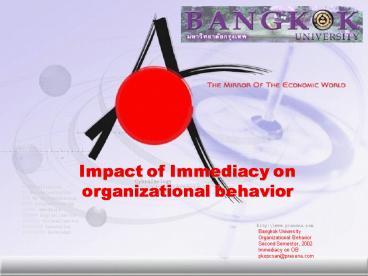 Impact of Immediacy on organizational behavior