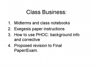 Class Business: