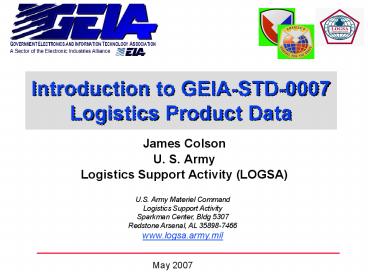 Introduction to GEIASTD0007 Logistics Product Data