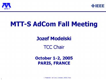 MTTS AdCom Fall Meeting