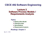 Lecture 2 Software Process Models / Requirements Analysis