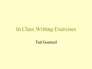 In Class Writing Exercises