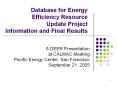 Database for Energy Efficiency Resource Update Project Information and Final Results PowerPoint PPT Presentation