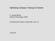 Optimising Computer Training for Seniors