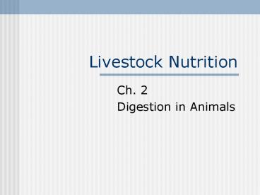 Livestock Nutrition
