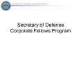 Final Report of the 199596 SECDEF Fellows Program PowerPoint PPT Presentation