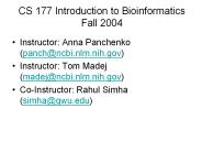 CS 177 Introduction to Bioinformatics Fall 2004