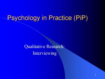 Psychology in Practice PiP