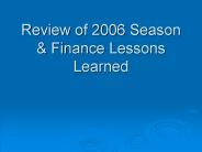 Review of 2006 Season