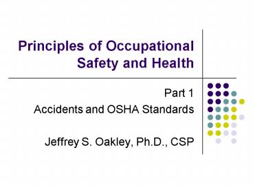 Principles of Occupational Safety and Health