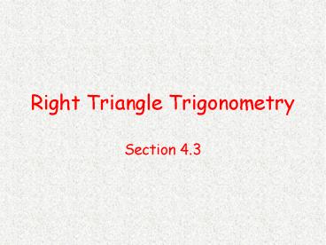 Right Triangle Trigonometry