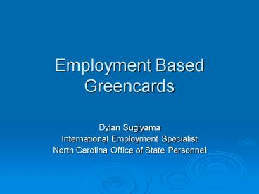 Employment Based Greencards