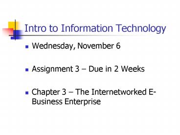 Intro to Information Technology