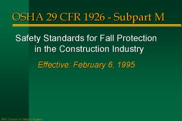 Fall Hazard Standard, c. 1995