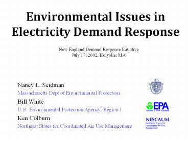 Environmental Issues in Electricity Demand Response
